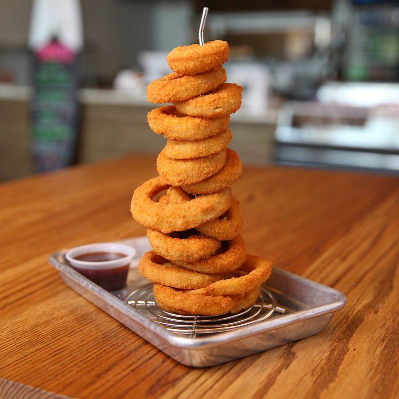 Maui Onion Ring Tower at Kahuna Burger